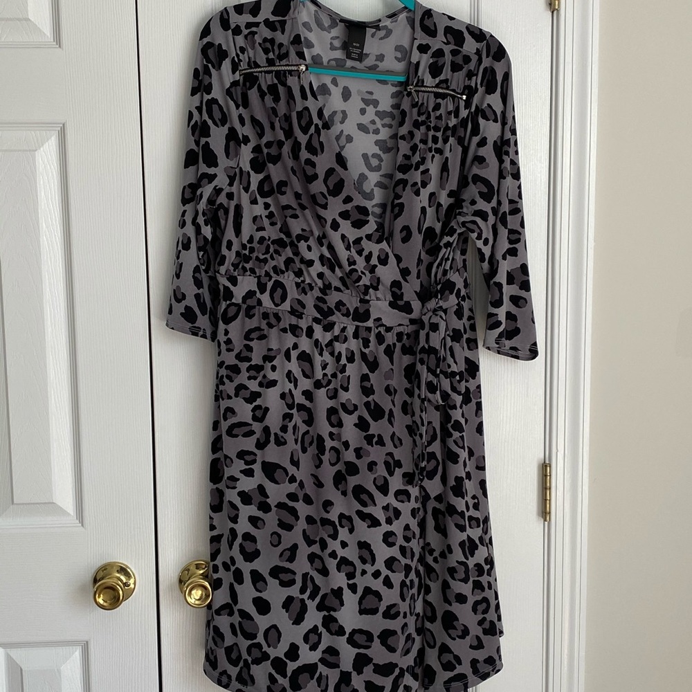 Animal Print Wrap Dress